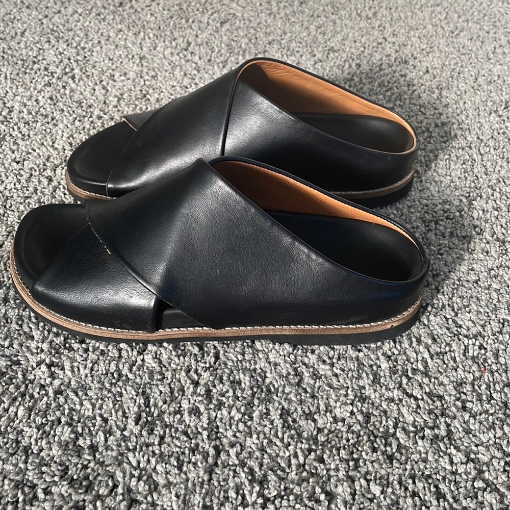 Ganni black crossover slides. Size 37.